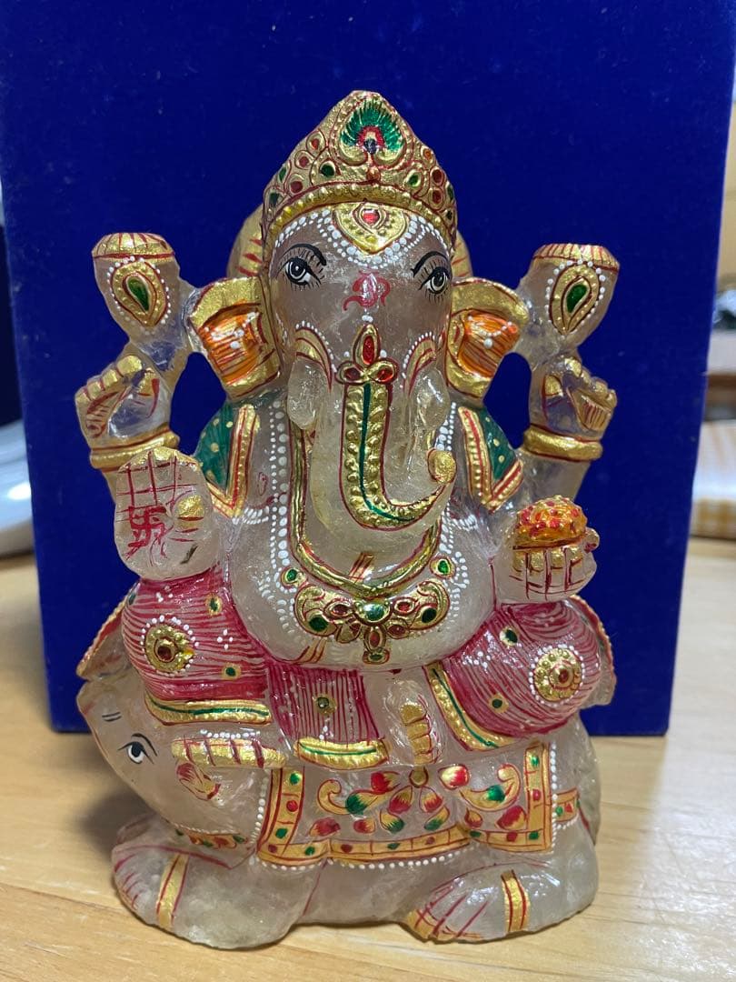 期間限定お値下げ！ガネーシャとねずみ　置物　水晶　彫刻　特大