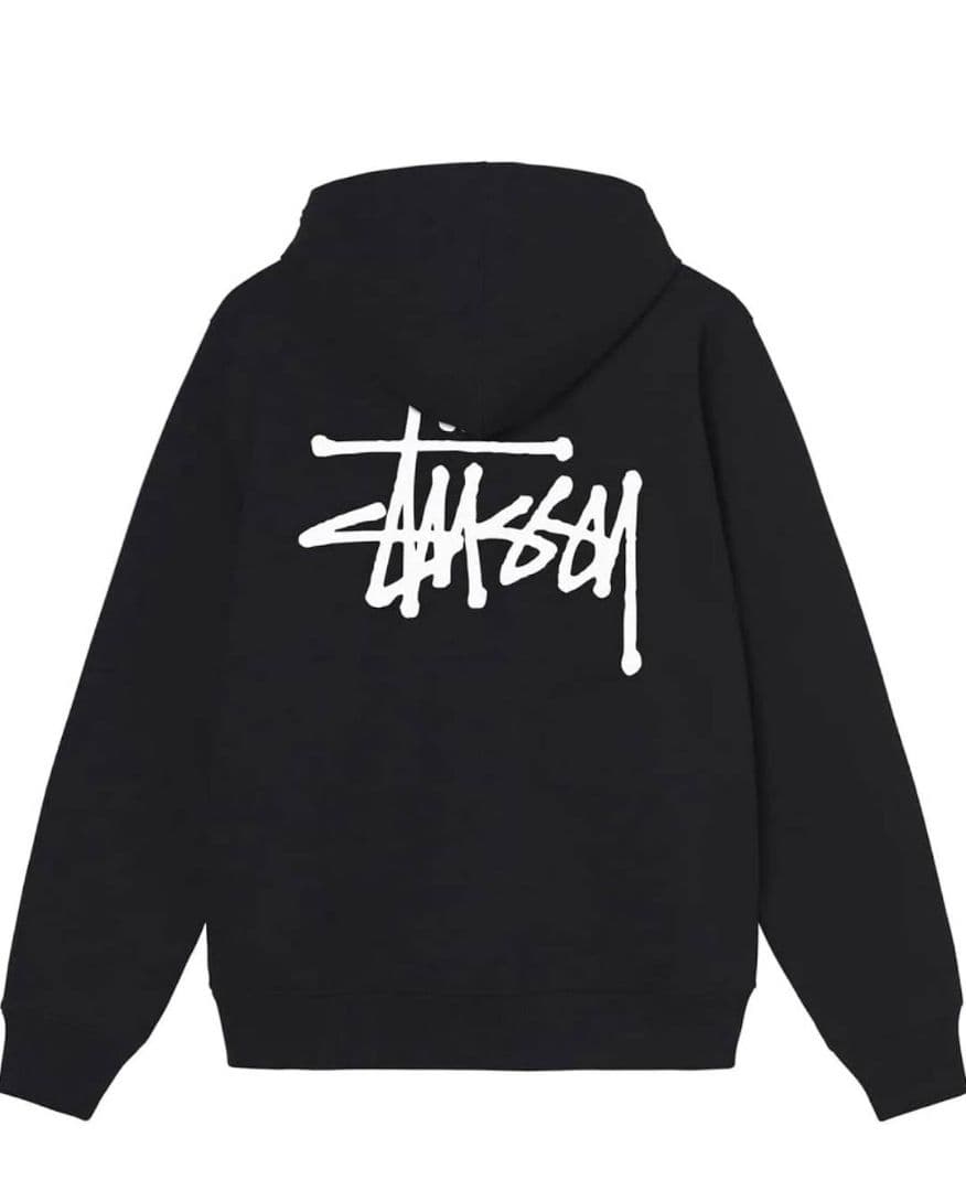 STUSSY ベーシック プルオーバー フード パーカー S ブラック