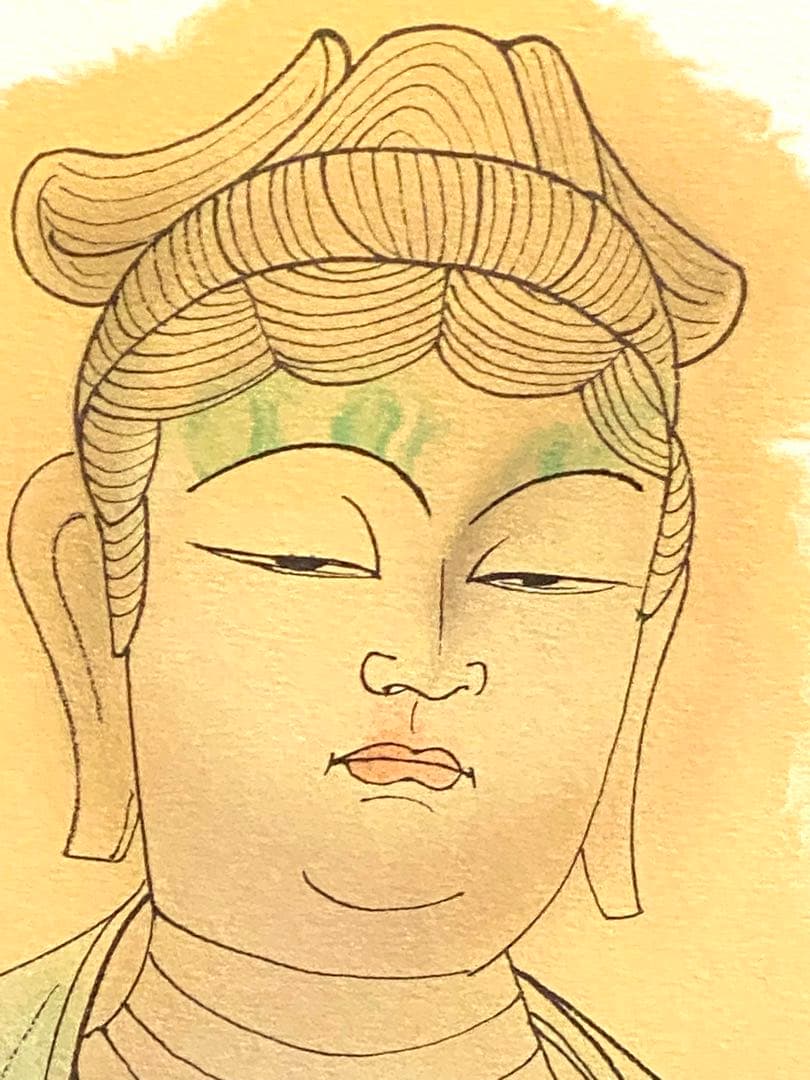 美品 未使用 平山郁夫 直筆サイン有 菩薩塑像 216/262 リトグラフ