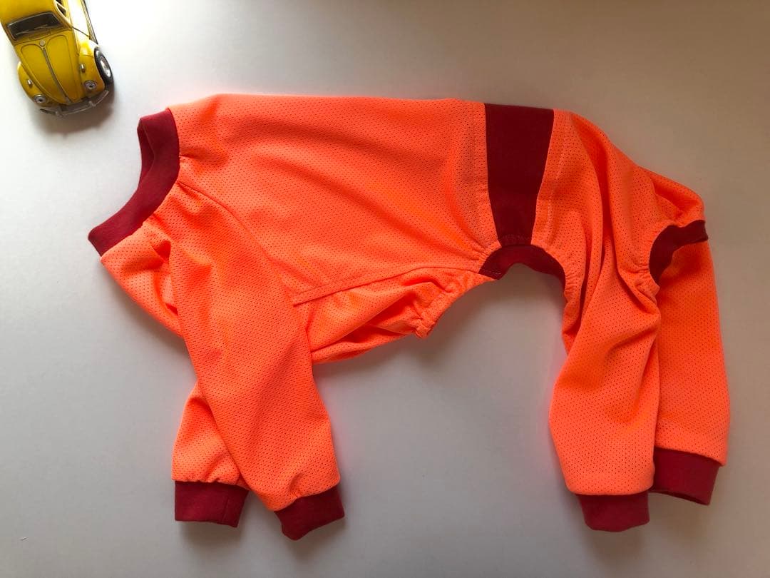 メッシュロンパース(蛍光オレンジ) イタグレ服　犬服