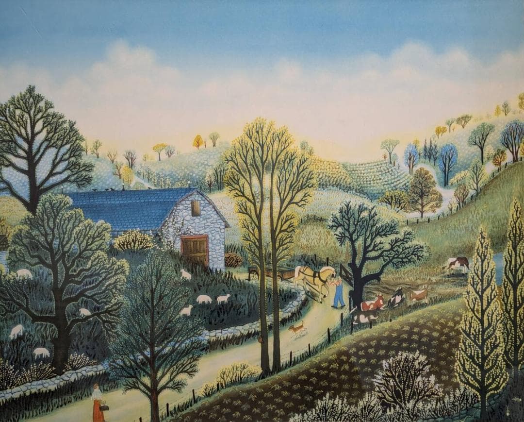 【真作】版画　キャシー・ジェイコブセン　リトグラフ　羊飼いの少女　U142