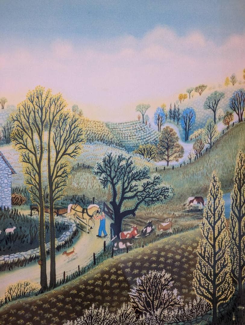 【真作】版画　キャシー・ジェイコブセン　リトグラフ　羊飼いの少女　U142