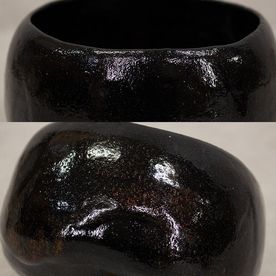 三代 佐々木昭楽 光悦紙屋写し 黒楽茶碗 共箱 共布 栞付 茶道具 抹茶茶碗