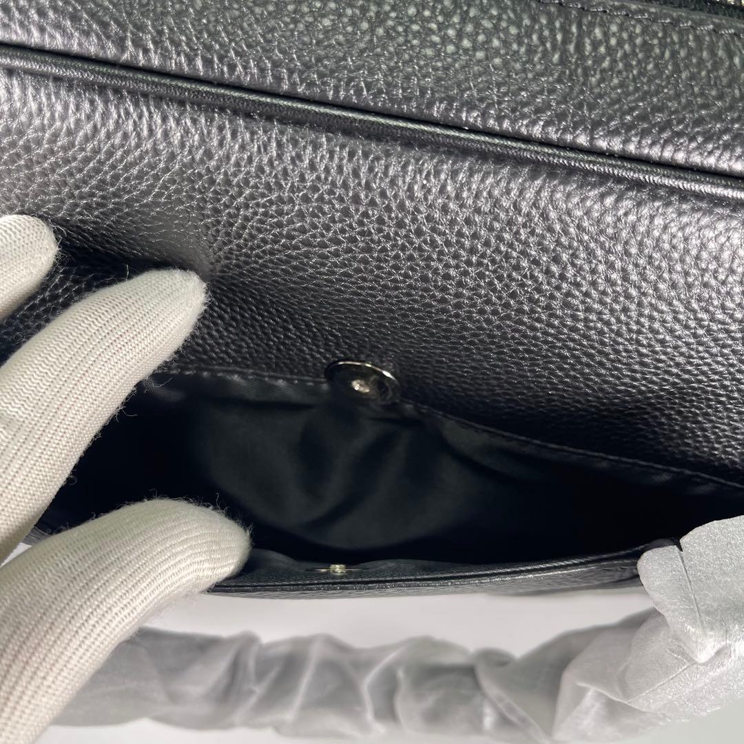 【新品✨】高級メンズビジネスバッグブリーフケース黒オールレザーシボ革2WAY