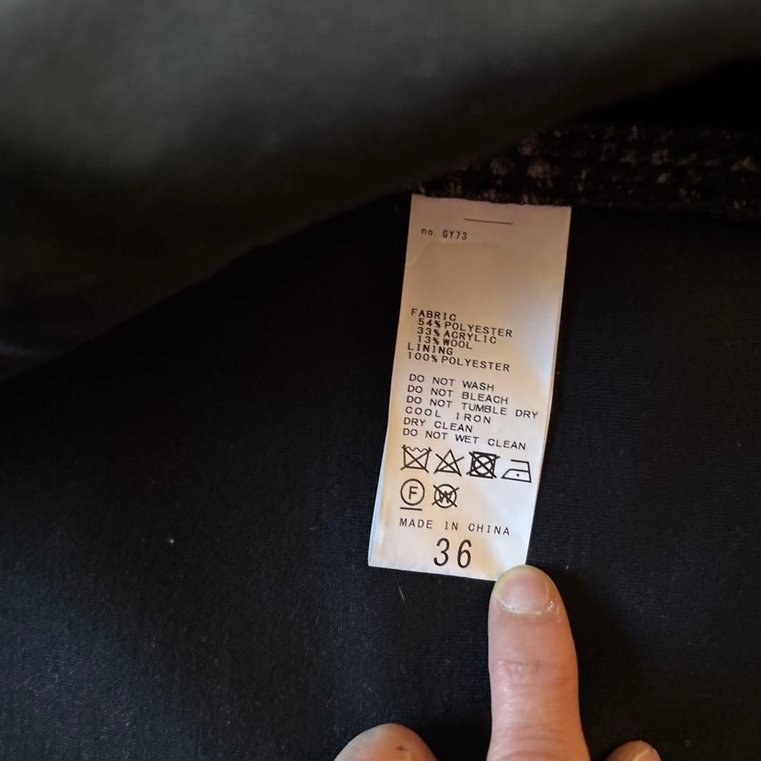 Wスライバーチェックハーフコート　スピックアンドスパン　ブラック　サイズ36