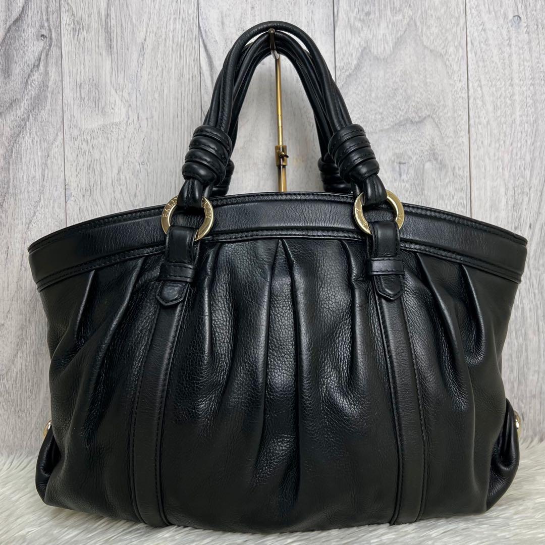 人気♡保存袋付♡BALLY バリー レザー ギャザー ロゴチャーム ハンドバッグ