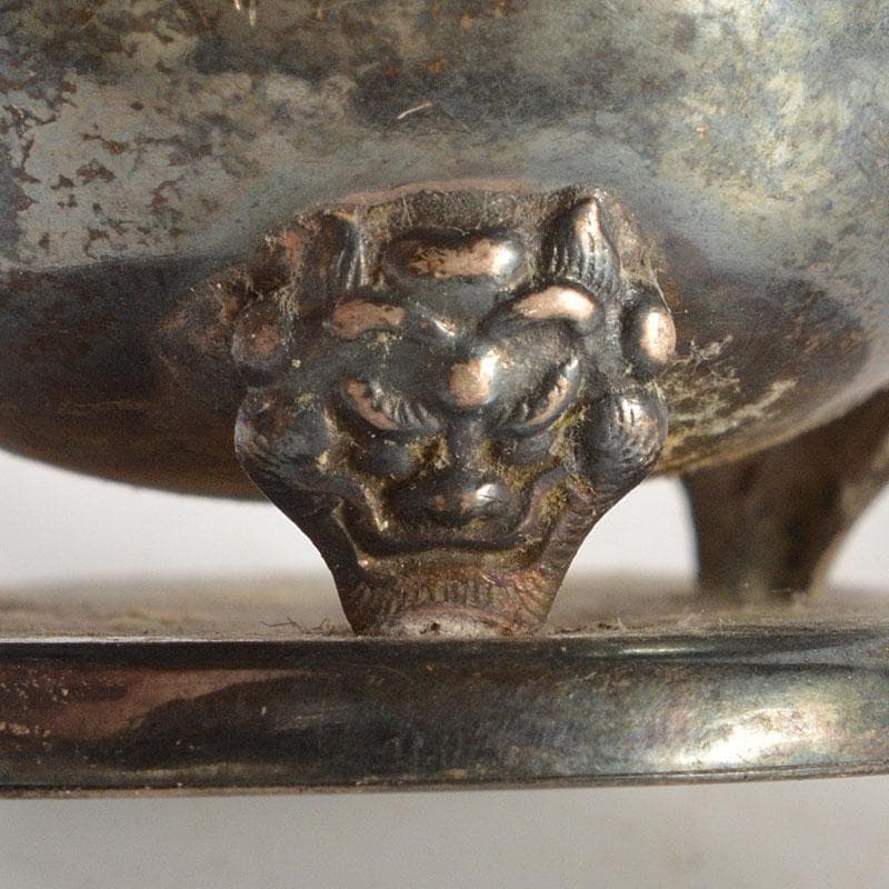 純銀製　神獣三足　線香立て　小さな香炉　重さ約16g　N　6784