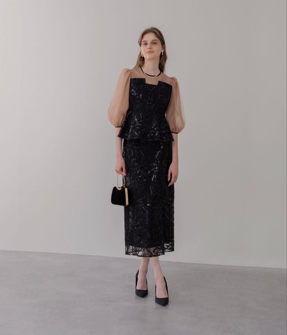 Leja スパンコール花柄 ドレス Mサイズ