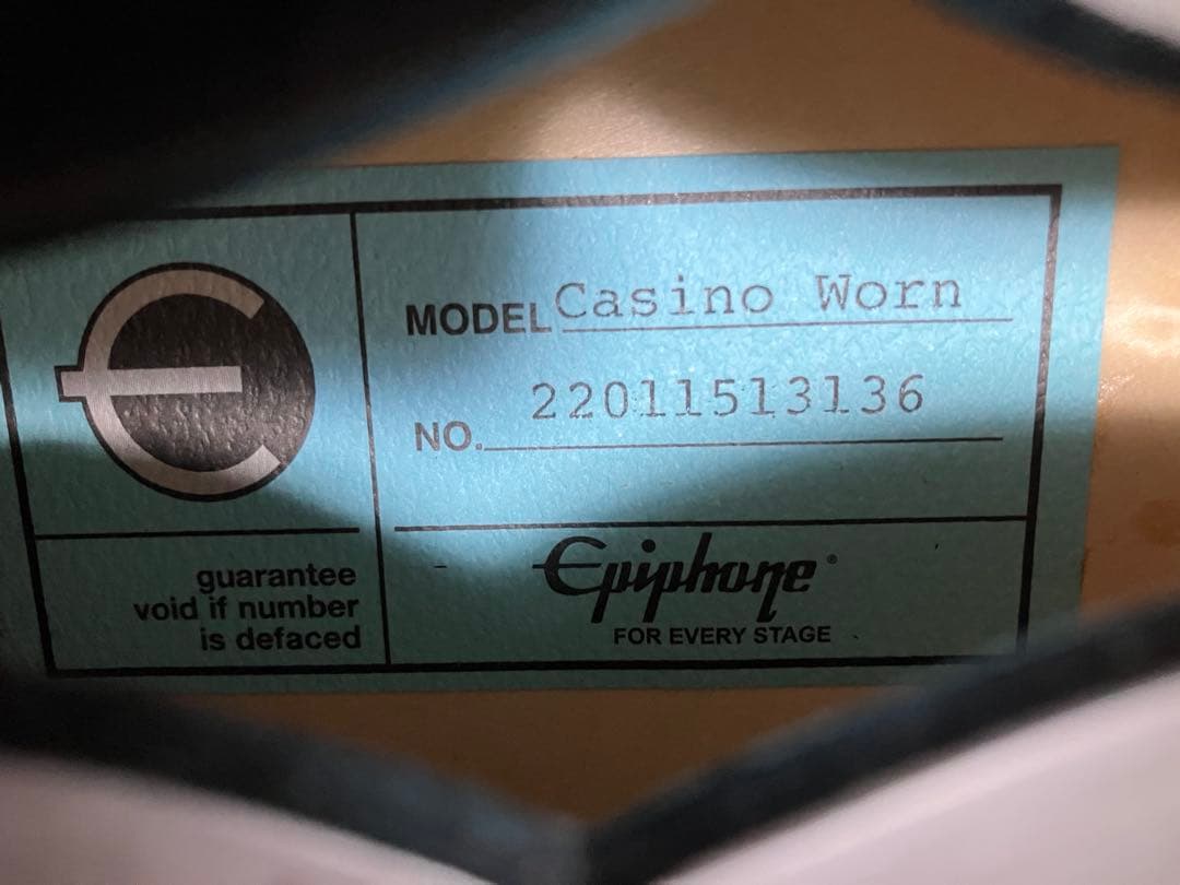 【訳あり価格】Epiphone エピフォン Casino Worn Ebony