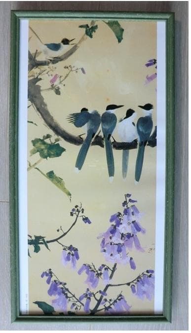 田中一村「桐花に尾長」　額装印刷物