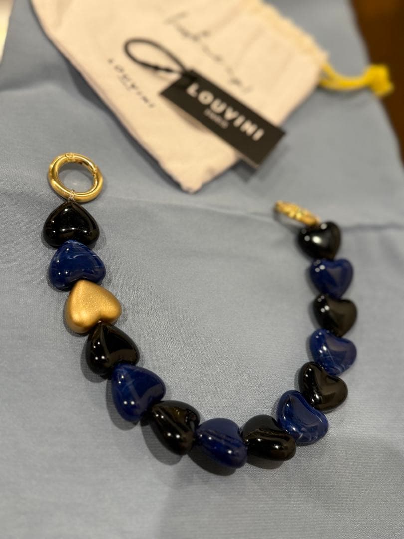 LOUVINI ハンドストラップ PETIT CUORE BLACK NAVY