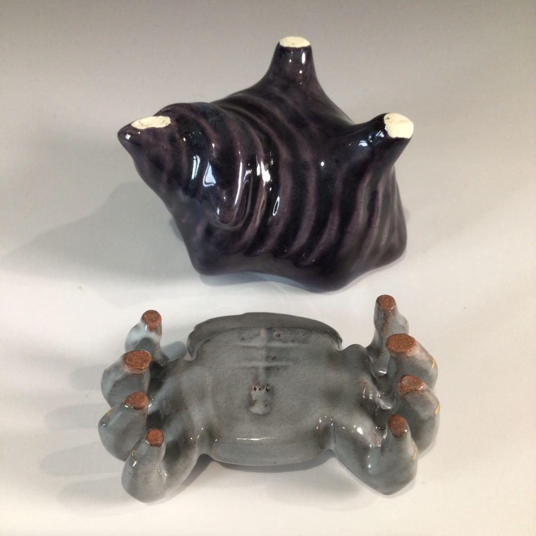 Ｐ４４２　七種蓋置　『鳴滝窯　橋本城岳造』『交趾釉』　共箱　茶道具