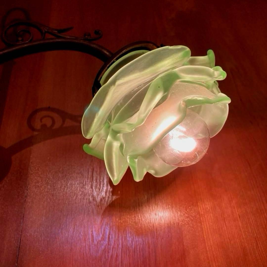 アンティーク ローズ 【緑】　ランプシェード　フランス　薔薇　グリーン