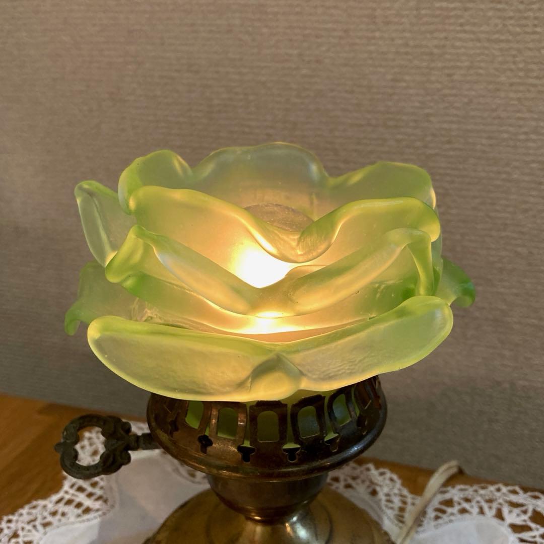 アンティーク ローズ 【緑】　ランプシェード　フランス　薔薇　グリーン