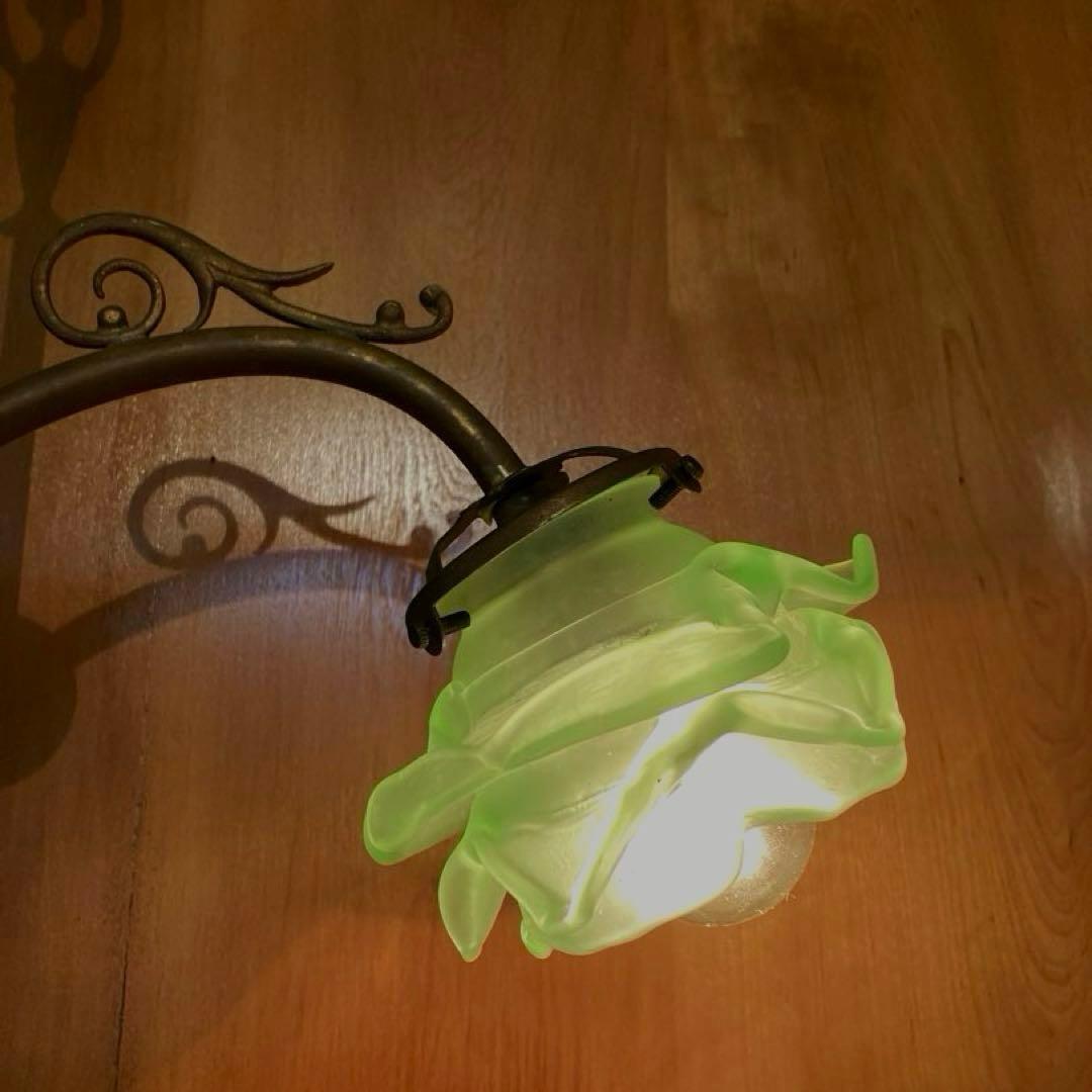 アンティーク ローズ 【緑】　ランプシェード　フランス　薔薇　グリーン