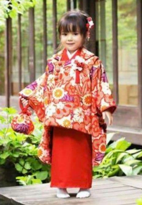 【美品】紅一点　七五三　3歳　正絹　着物・被布・長襦袢などフルセット