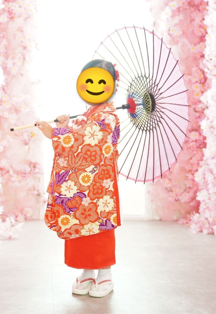 【美品】紅一点　七五三　3歳　正絹　着物・被布・長襦袢などフルセット