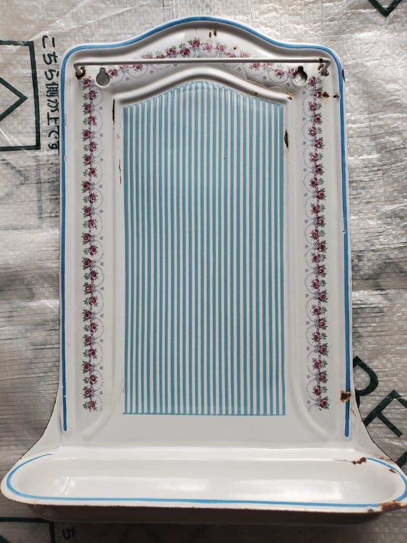 フランス　アンティーク　ホーロー　レードルラック　BB社　ローズガーランド