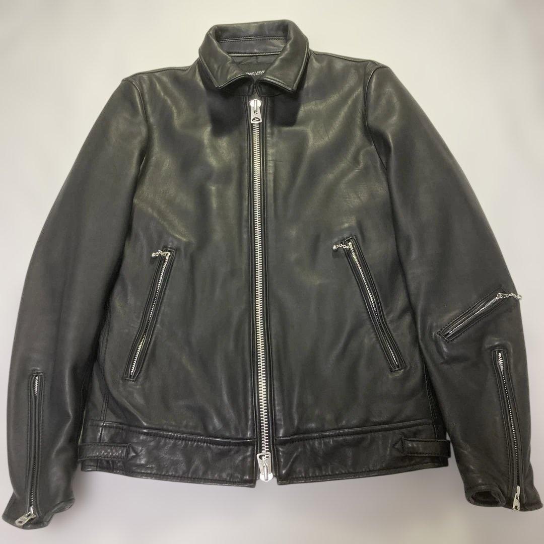 【希少】ナノユニバース ライダースレザージャケット 黒 本革ラムレザー 美品