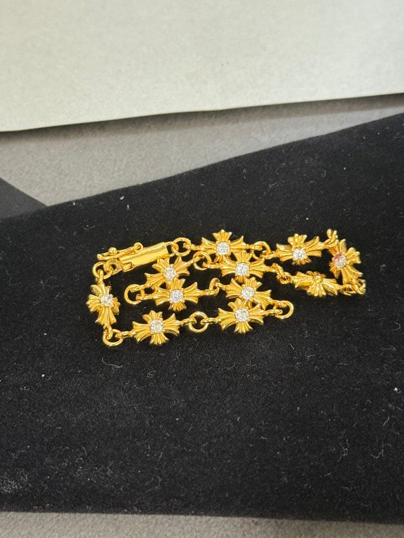 シルバー925ゴールド クロスブレスレット タイニークロスブレスレット