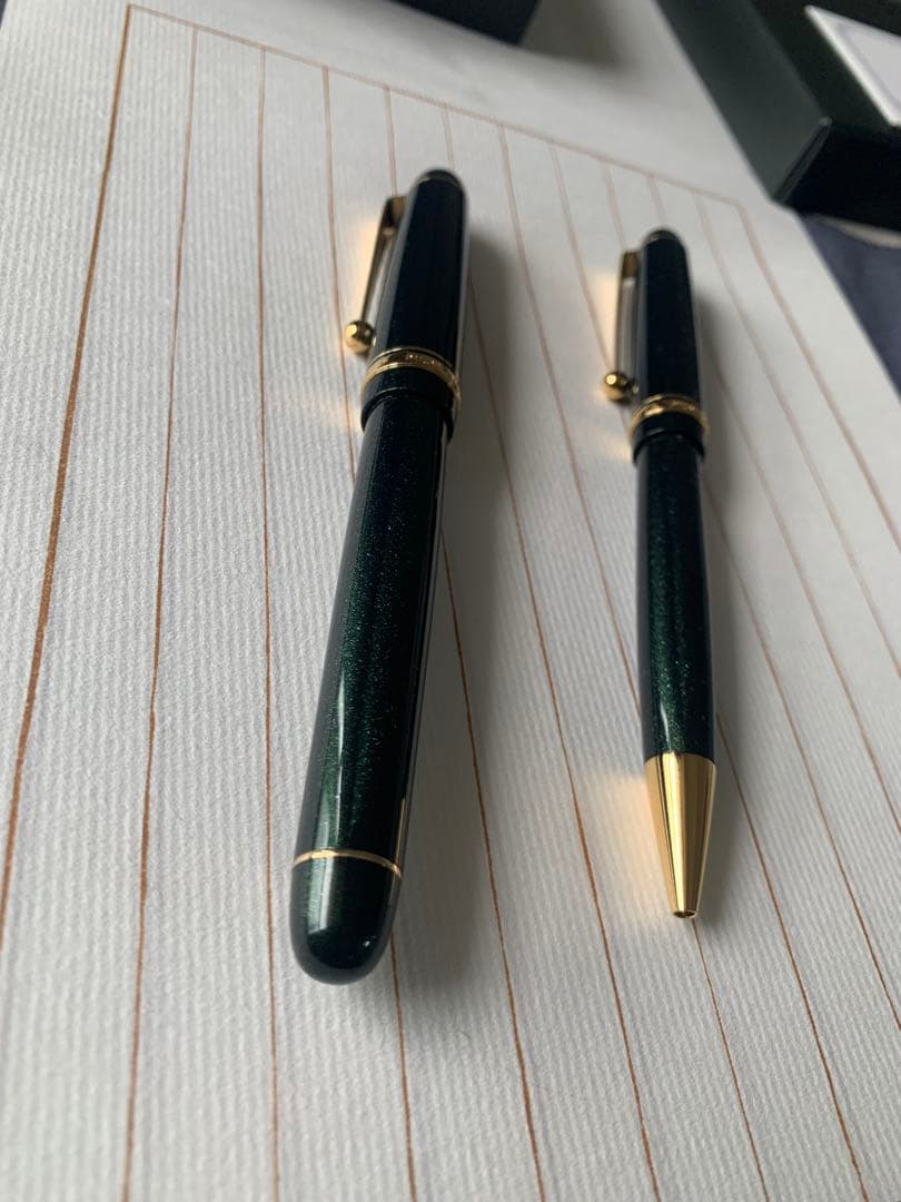 パイロット 74 ダークグリーン万年筆14Kペン先＆ボールペンセット 新品未使用