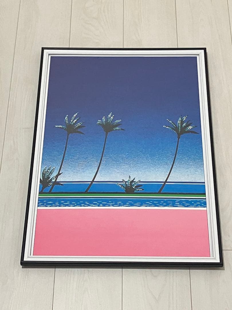【額縁付き】 永井博（Hiroshi Nagai） A2ポスター ピンク