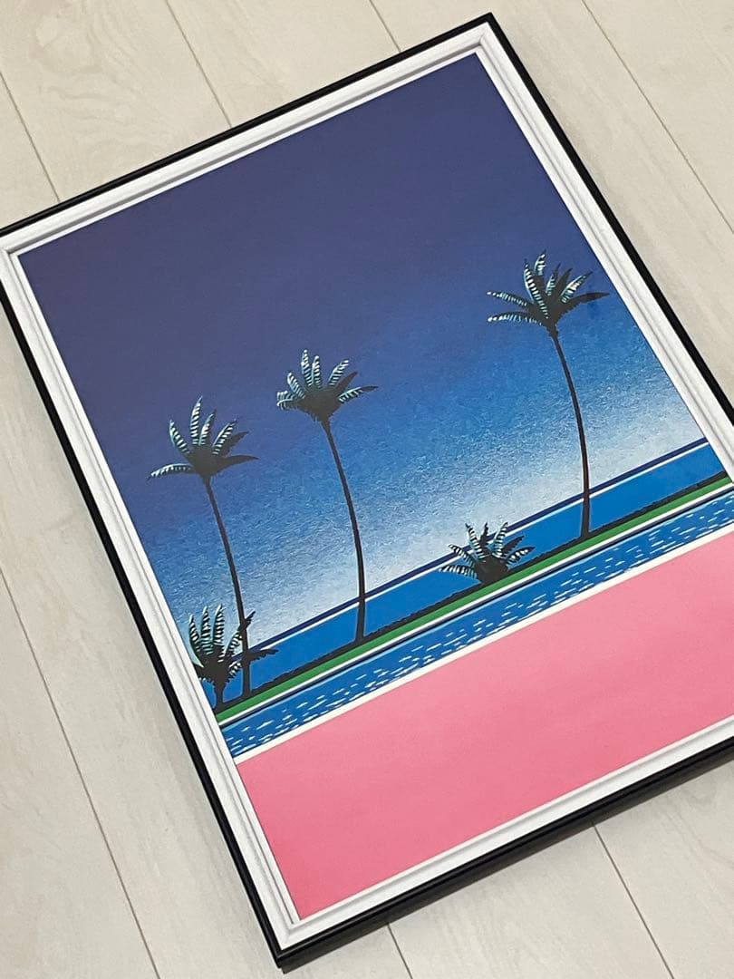【額縁付き】 永井博（Hiroshi Nagai） A2ポスター ピンク