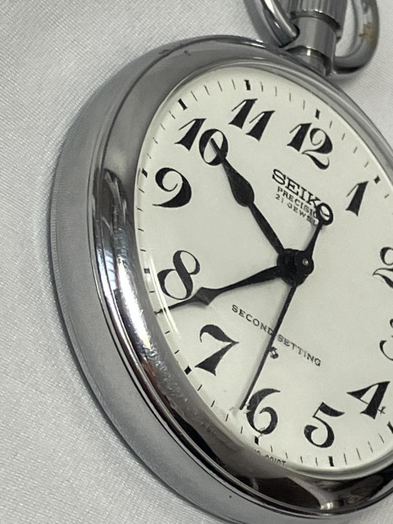 【稼働・美品】SEIKO セイコー プレシジョン　21石　手巻懐中時計