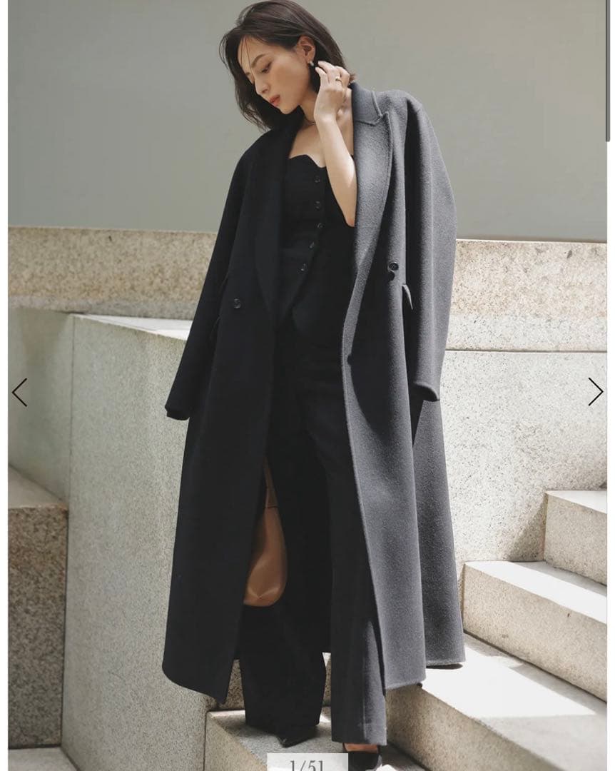 アニュアンス　リバーロングダブルポケットチェスターコート　S