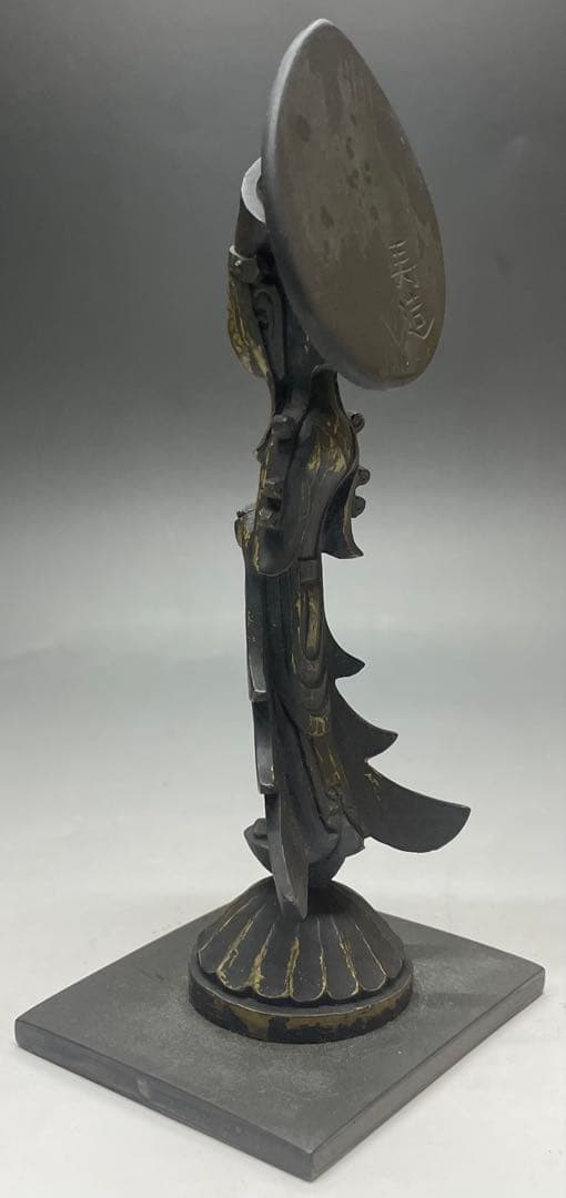 叩き彫　勢至菩薩像　寿造　木彫　b73