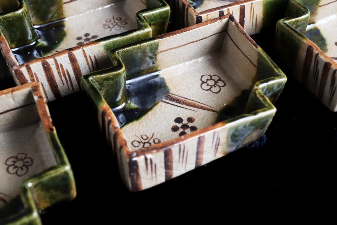 織部 八橋 向付 10客 懐石道具会席和食器陶芸鉢