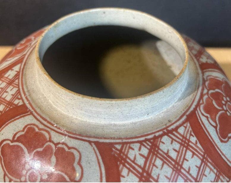 S8029　清　二彩花弁紋缶　中国古美術　中国古玩　壺　花瓶　花器