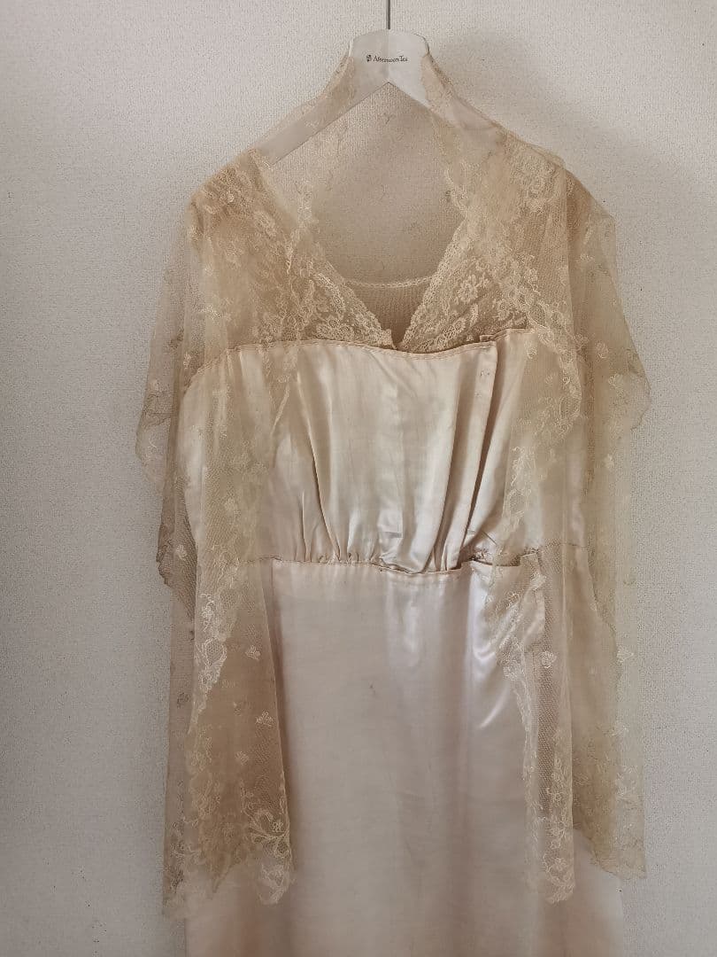 アンティーク キャリックマクロスシルクドレス ＆シャンテリーレース鈴蘭ショール