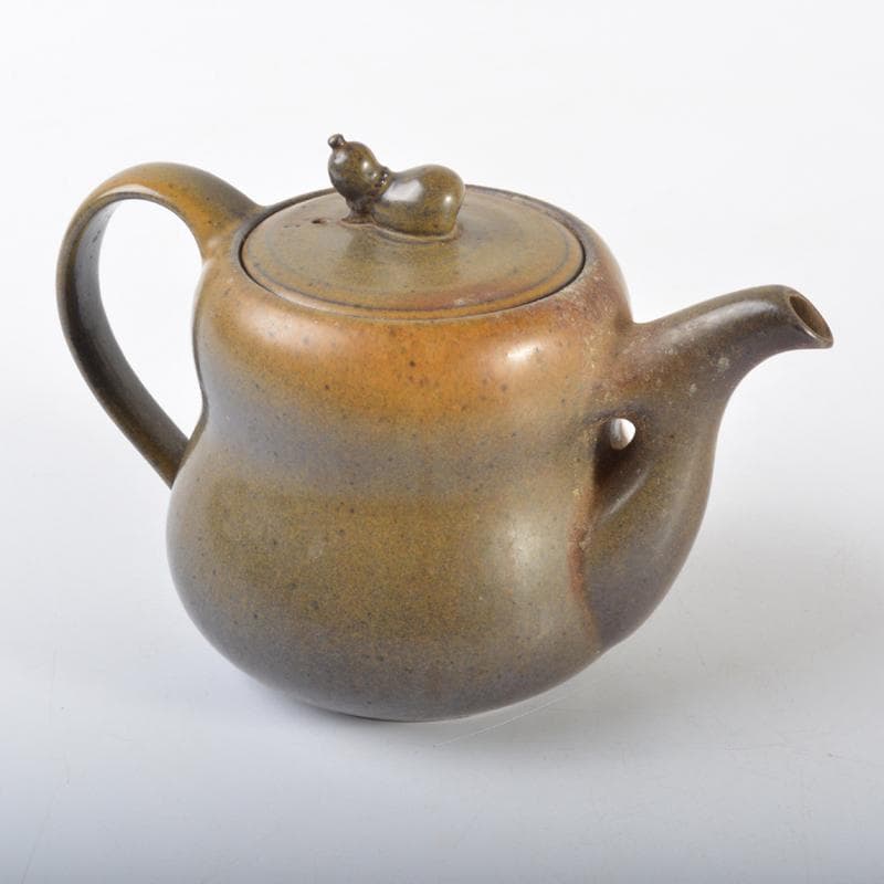 中国　 茶葉末釉 　蕎麦釉瓢箪摘み　急須　茶壷　　M　R4549