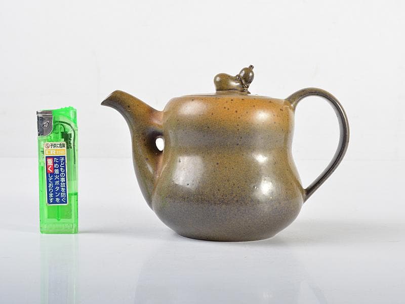 中国　 茶葉末釉 　蕎麦釉瓢箪摘み　急須　茶壷　　M　R4549
