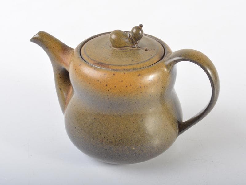 中国　 茶葉末釉 　蕎麦釉瓢箪摘み　急須　茶壷　　M　R4549