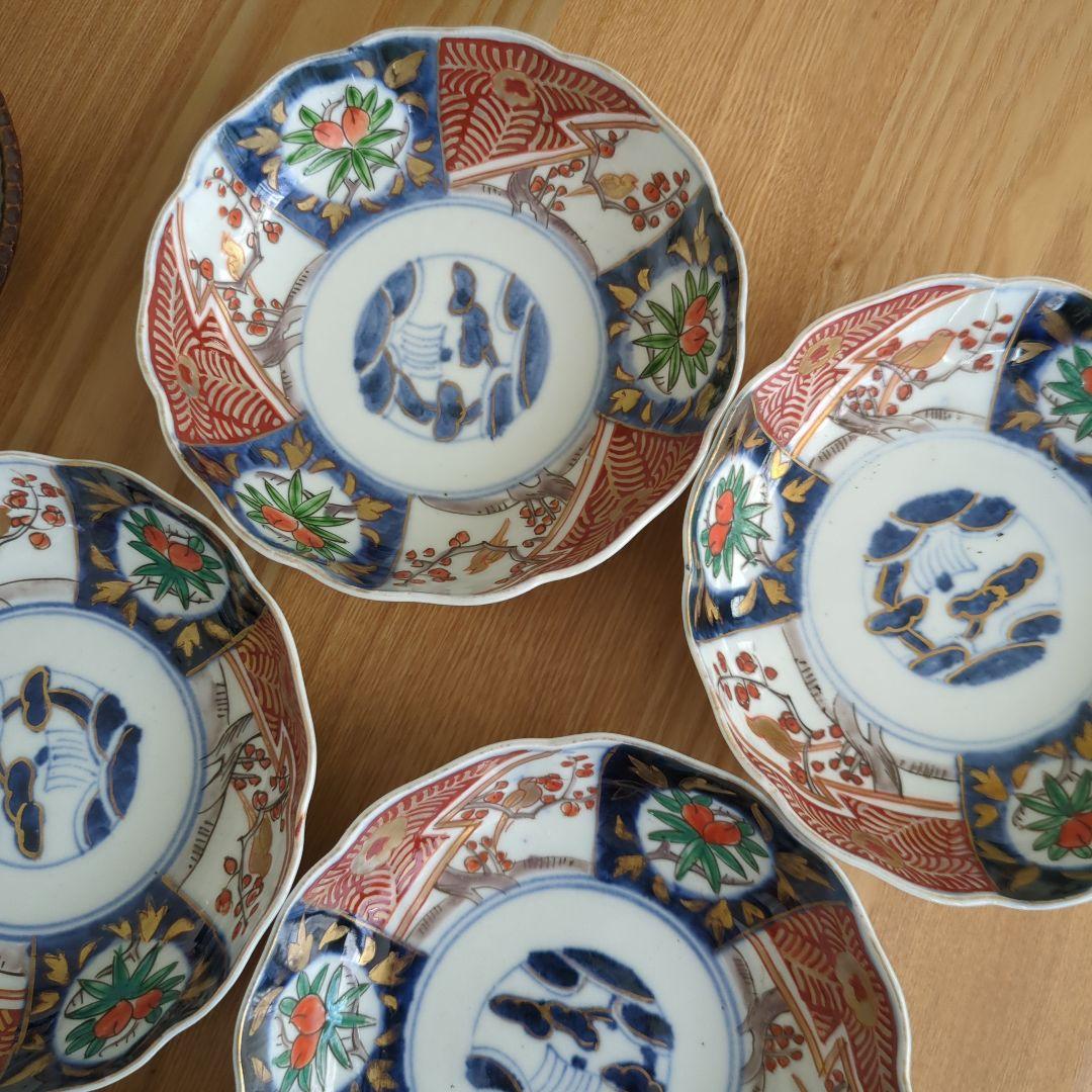 骨董 古伊万里 なます皿 染錦 染め付け 器 皿 陶器 美品 ５枚〜