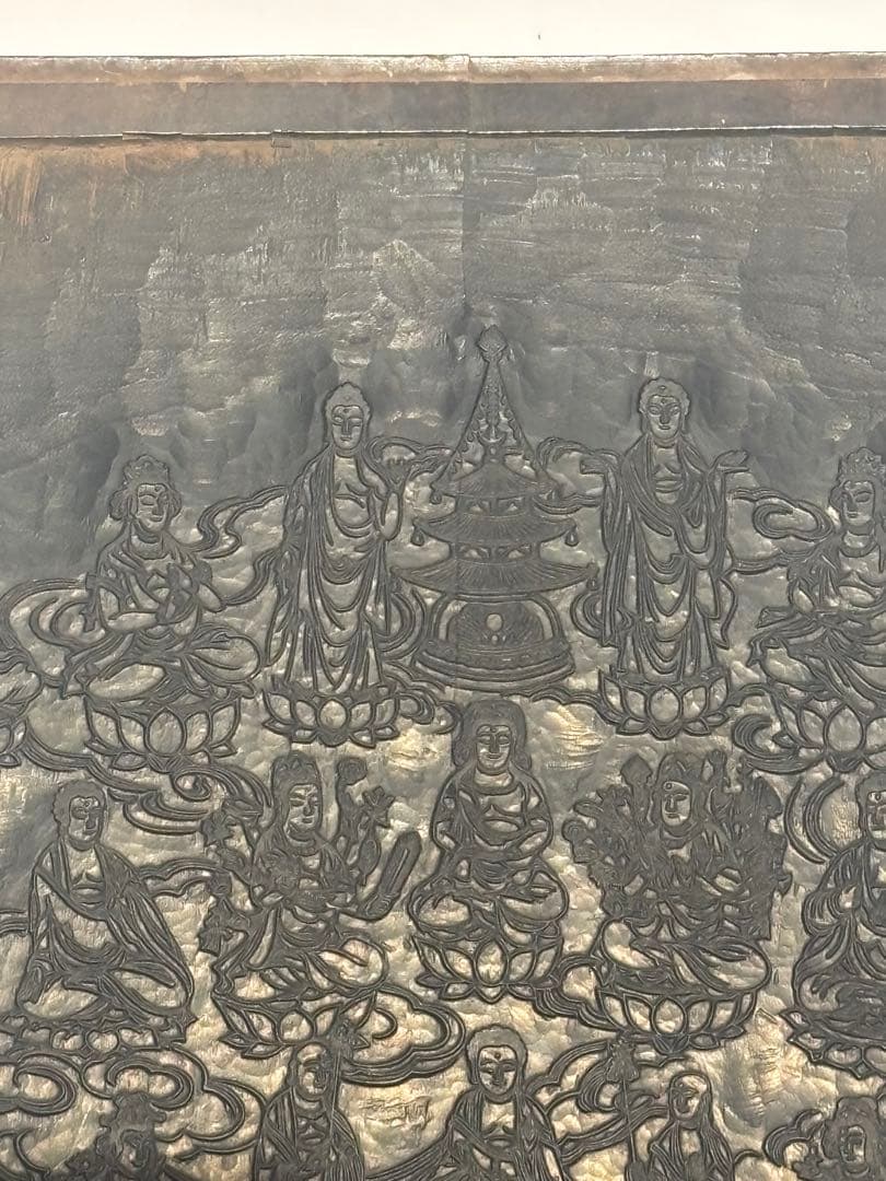 大型版木「三十七体仏/仏頂尊陀羅尼」表裏１枚|仏教美術 真言宗 和本 木版画