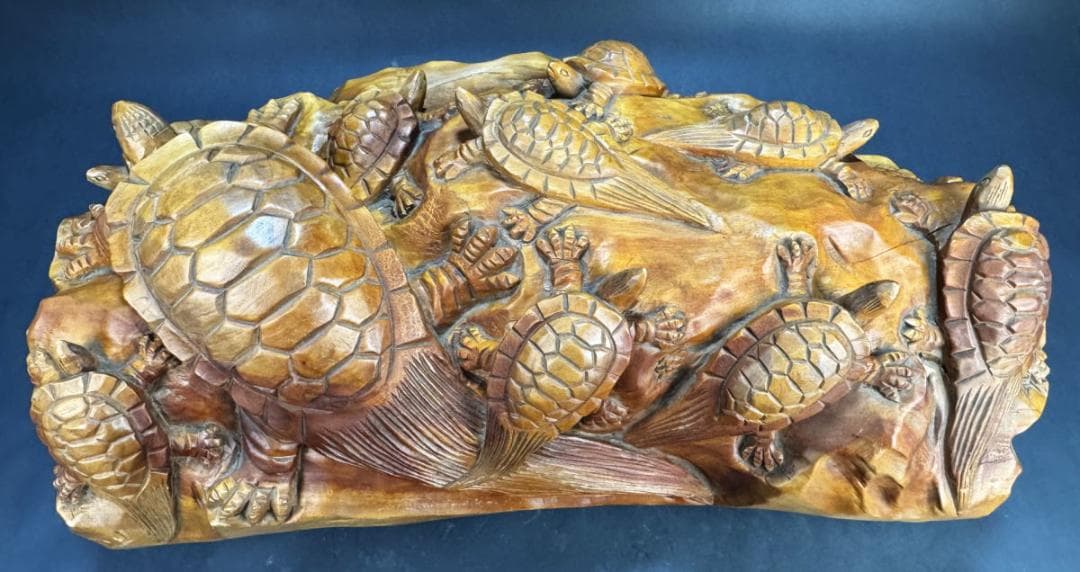 古美術 一本彫り 福亀木彫り置物 手彫り 骨董 古玩 旧蔵 古賞物WWWT029