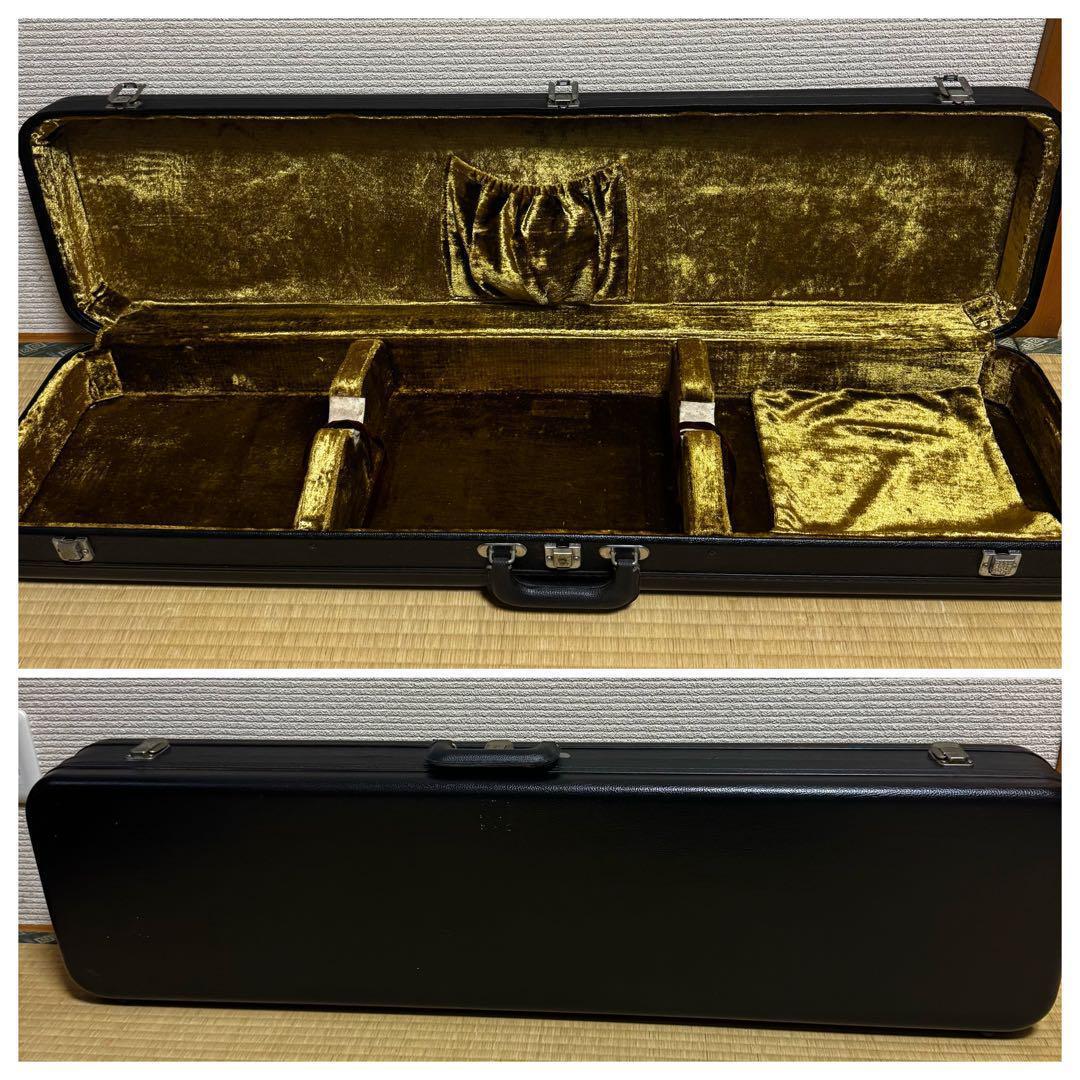 三味線　中棹　東さわり　紅木　1本溝　糸まき　素六　破れ有り　ハードケース付き