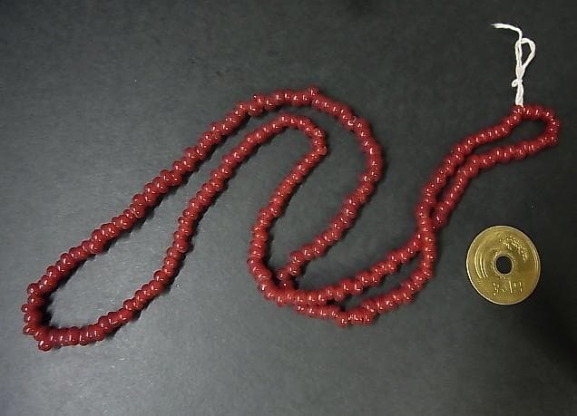 1680★B1608★暗赤色　4.5㎜　暗赤　ガラスビーズ　アンティーク　アジア