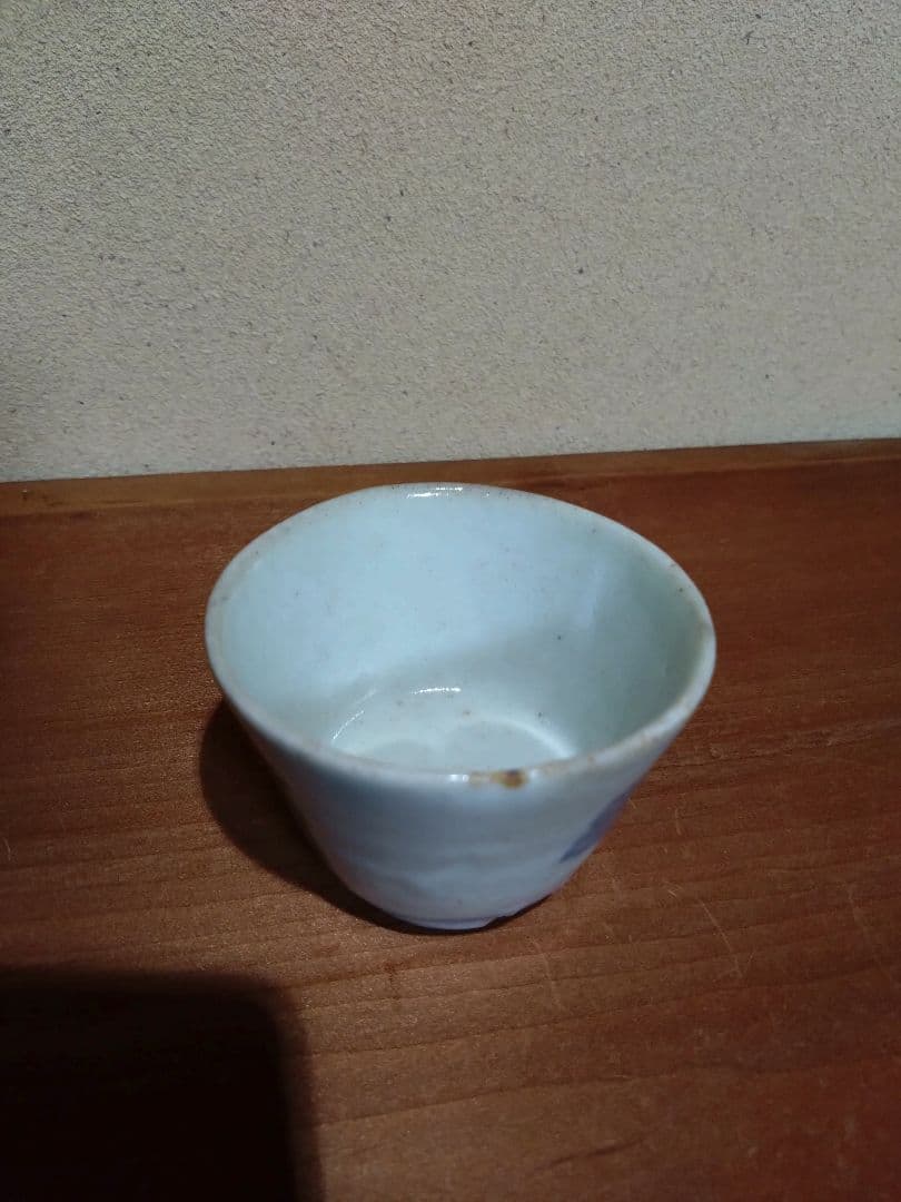 古伊万里   染付 蒟蒻印判 菊花紋 猪口 高台付   こんにゃく印判