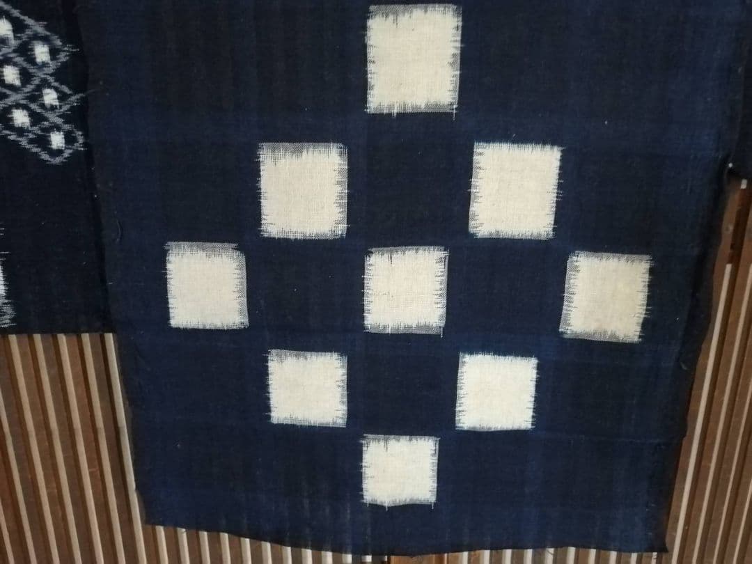 古い絵絣ハギレ　人気の絵柄5種5点