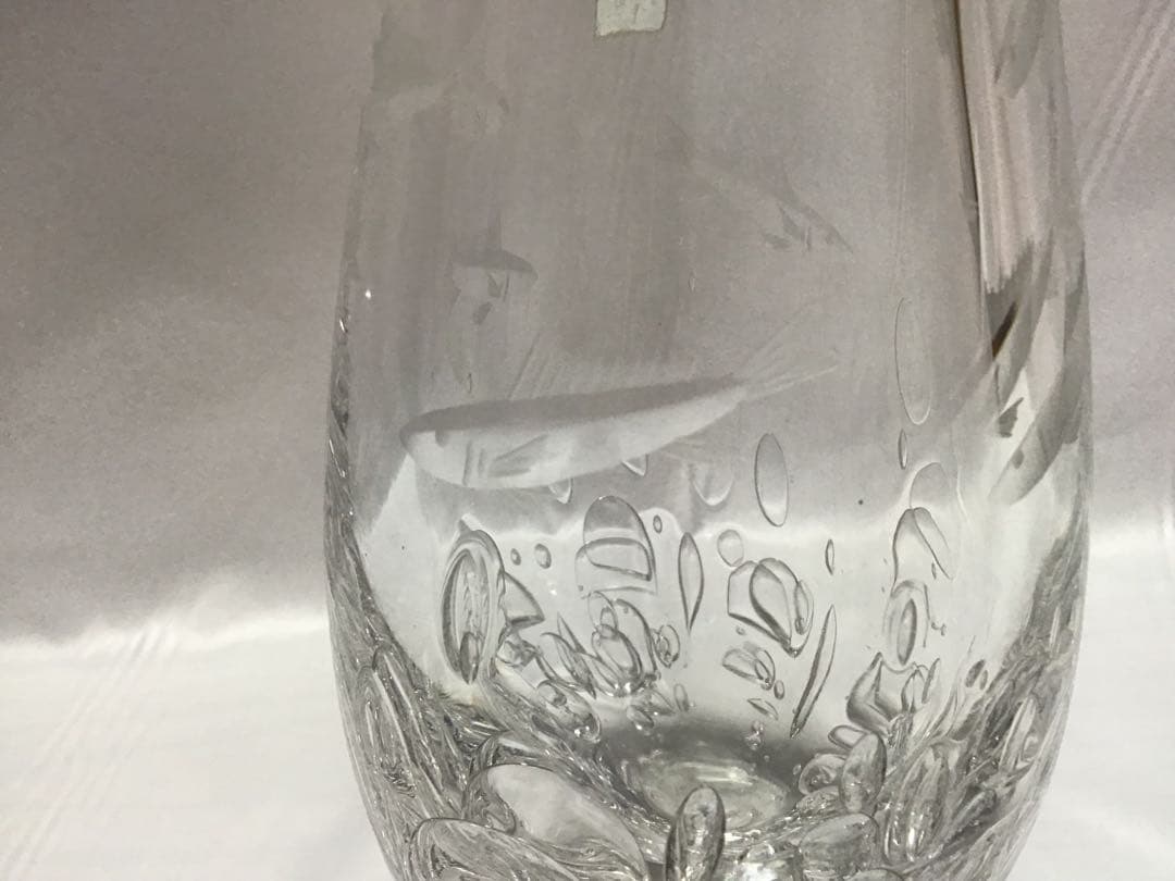 カガミクリスタル　各務満　花瓶　鮎