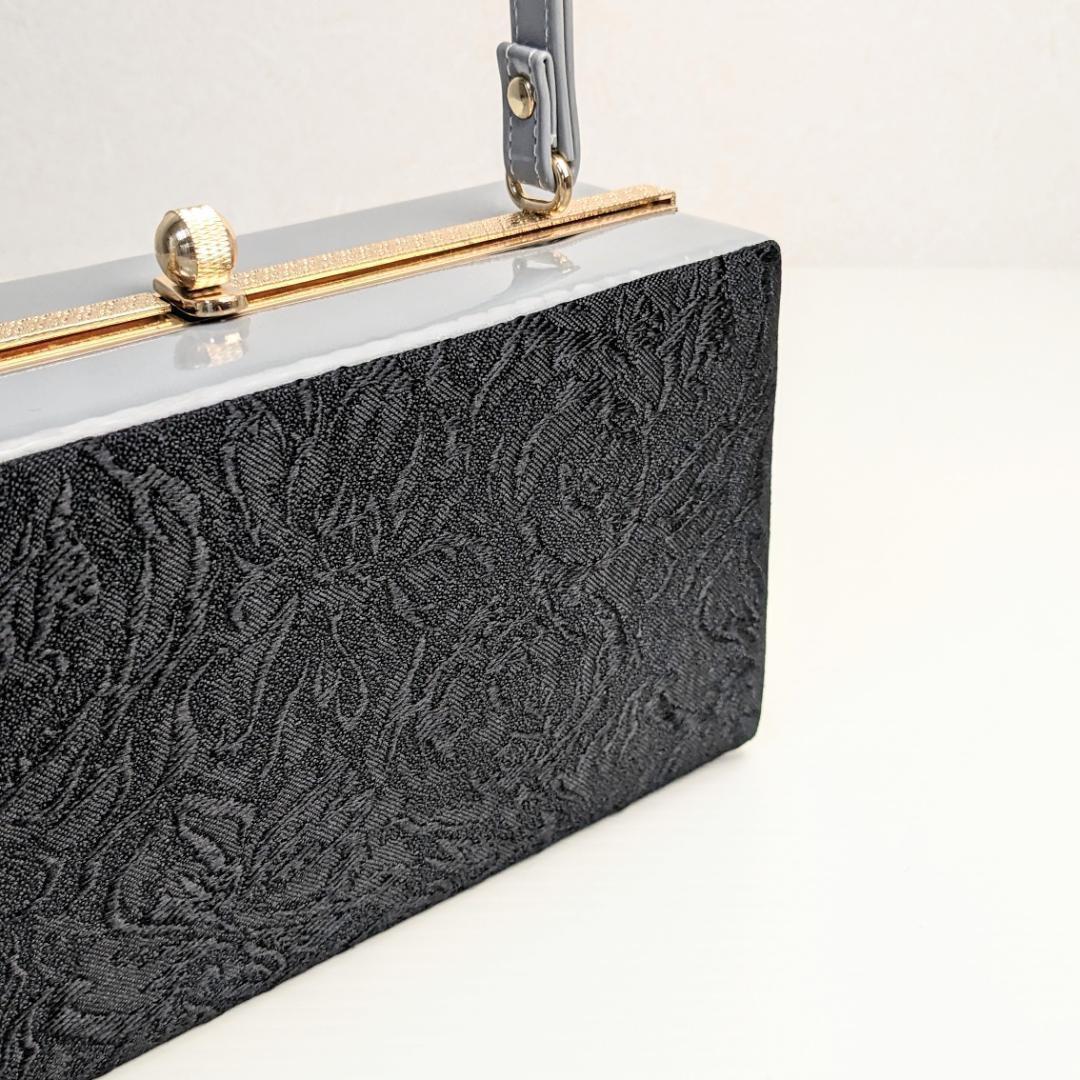 和装 草履バッグセット ジャガード 黒 グレー 薔薇 フリーサイズ u83-6