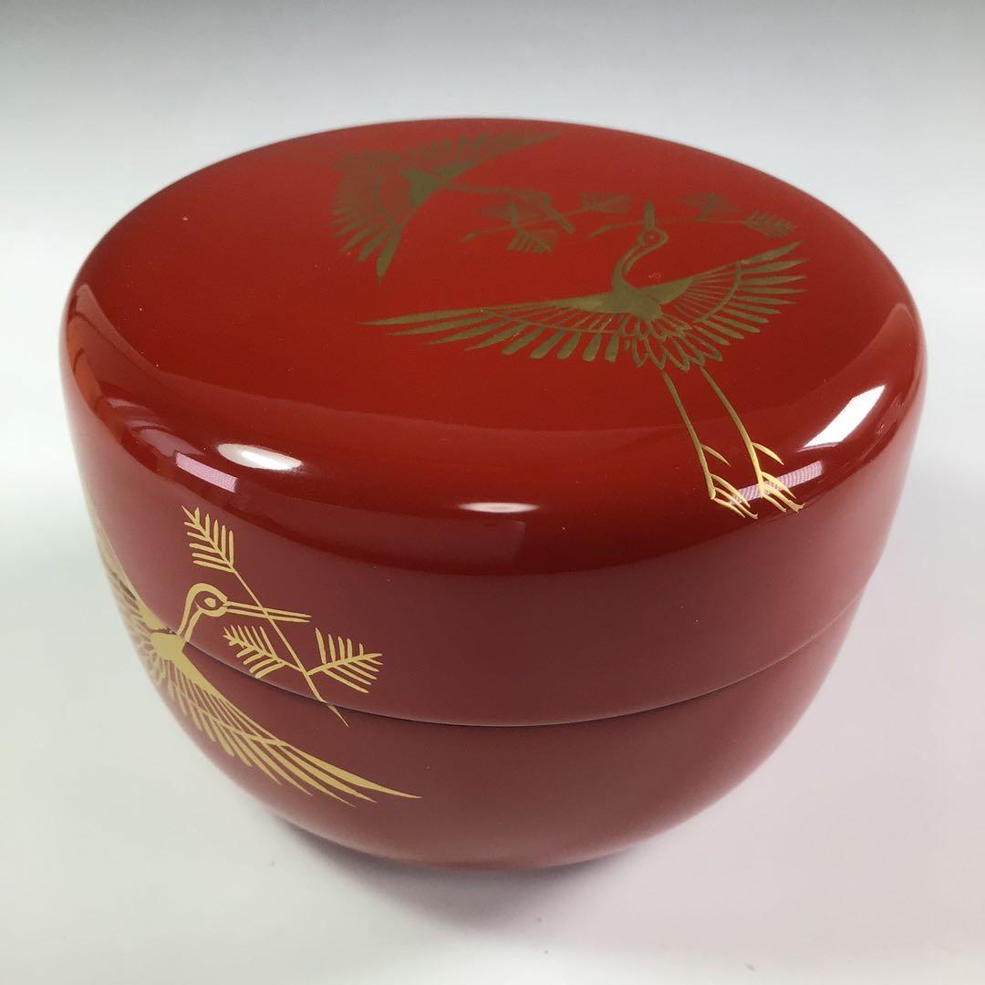 Ｒ５６５　四季棗　『塗師　峯清作』『夜桜　朝顔　稲雀　松喰鶴』　共箱　茶道具