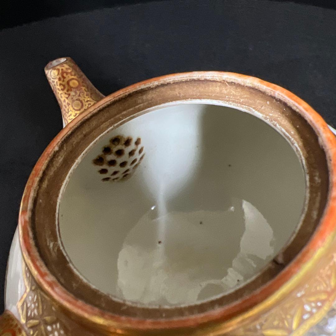 明治時代　九谷焼　金蘭手人物画煎茶器セット　木箱　東Y8-0108☆2Fトヒサカ