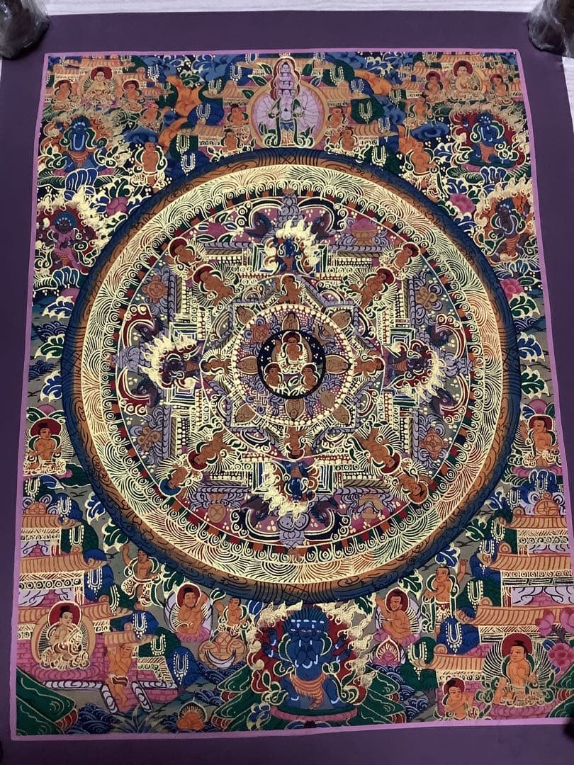 《 チベット密教　新品　1点物 》 手描き　曼荼羅　仏陀　釈迦　仏画　仏教　f4