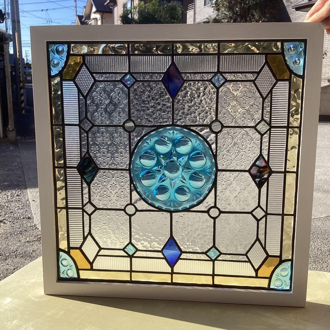 ステンドグラスパネル住宅用　ブルーロンデル&ダイヤP(1426)えびぞうさん専用