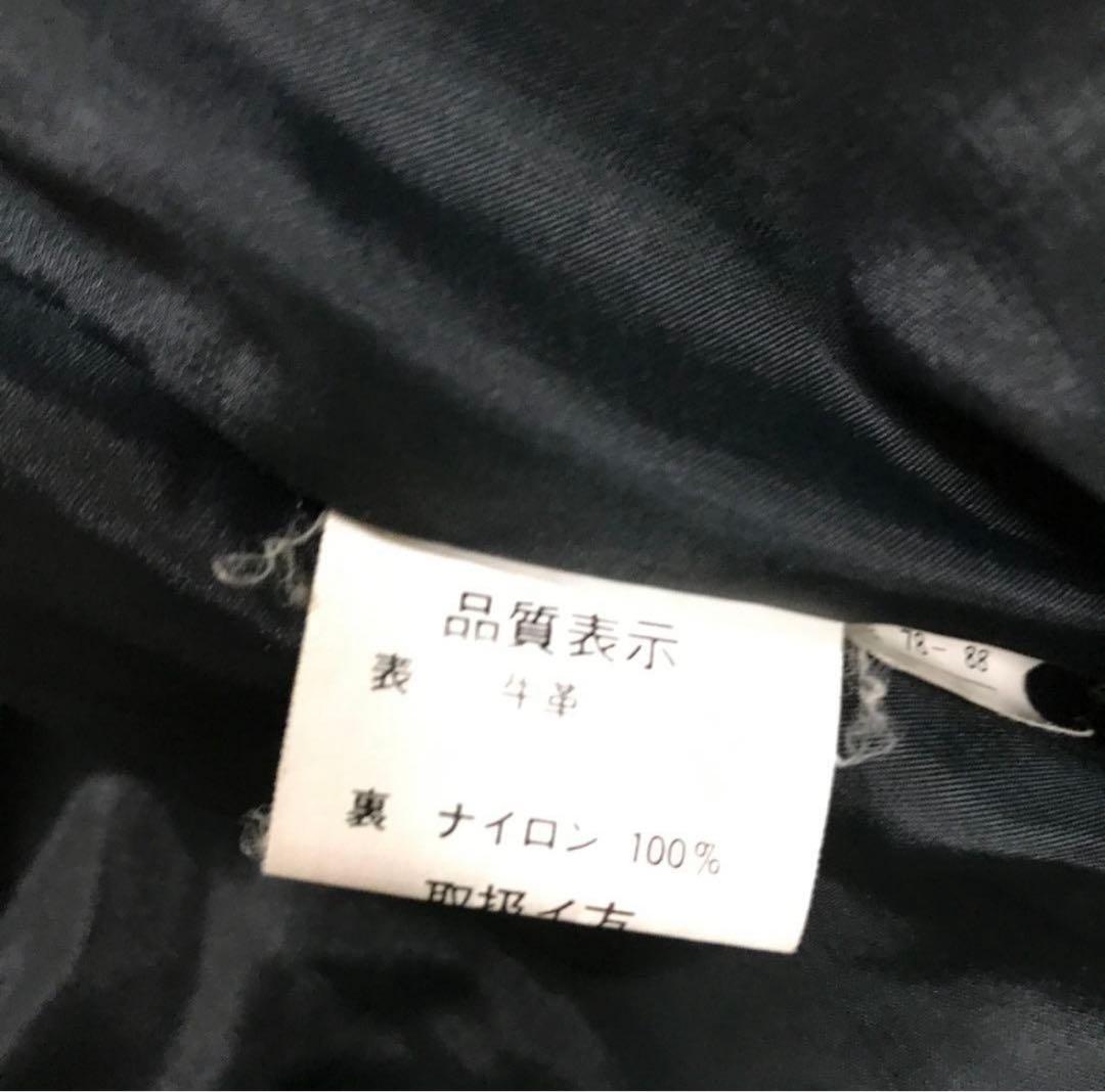 80s レザーボンバージャケット　本革　短丈　ブラック　黒　ノームコア　無地　春